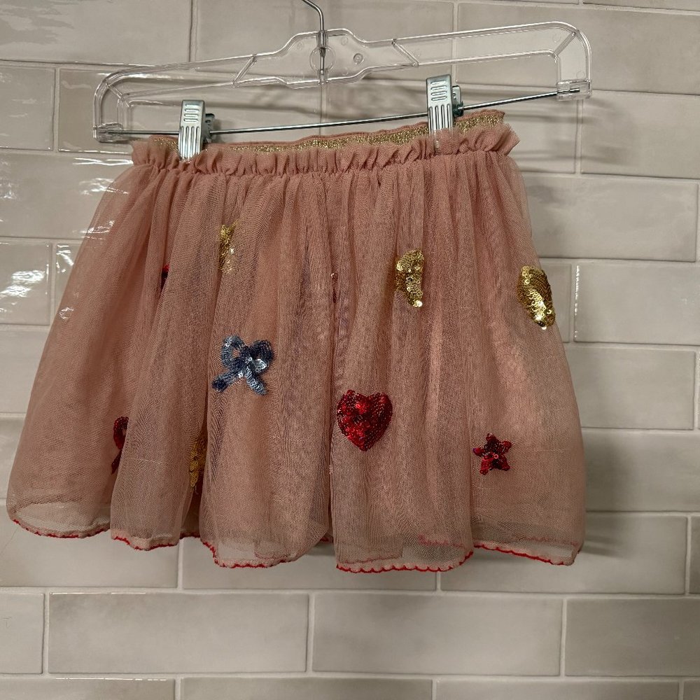 Mini Boden Skirt With Sequin Stars & Hearts - Picture 2 of 6